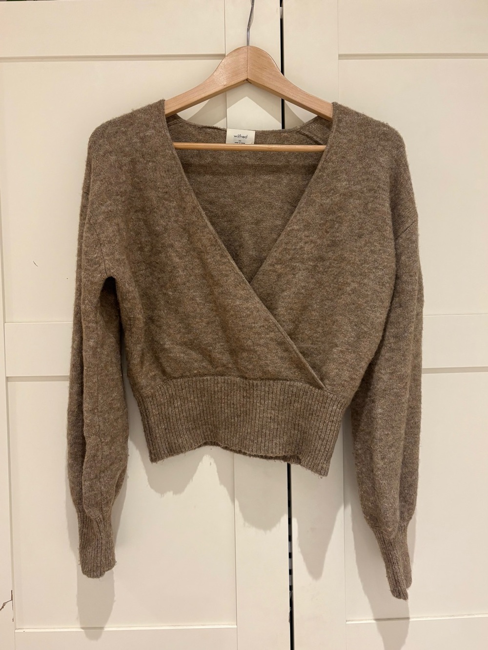 Wilfred Brown Wrap-Front Sweater